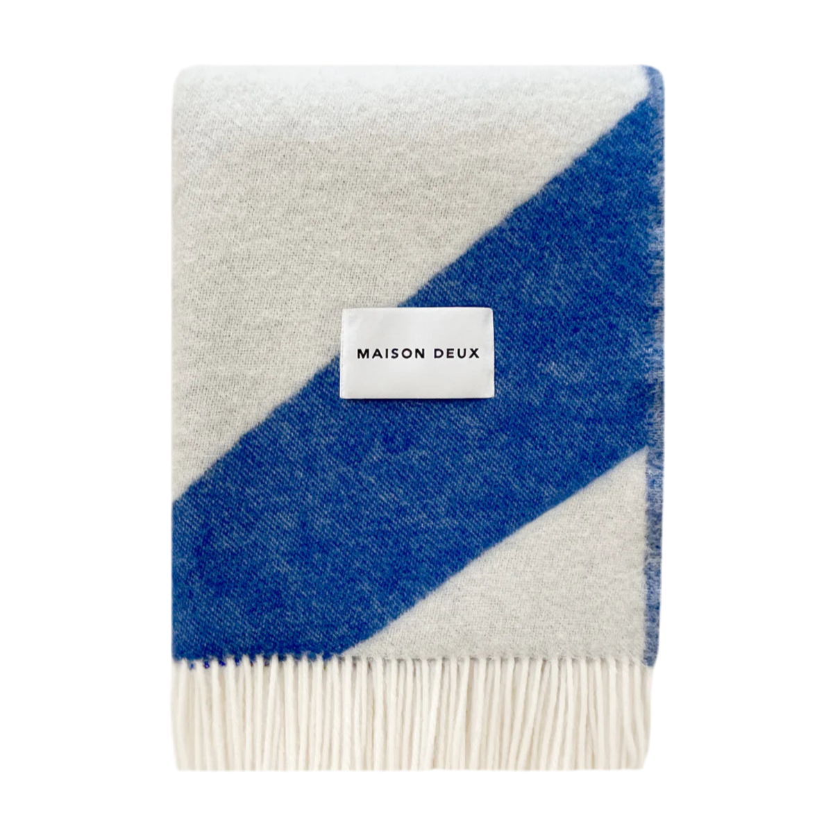 Wolldecke Swirl | cobalt blue/white