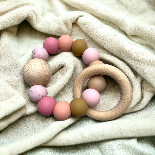 Beißring | Pfirsich/Taupe