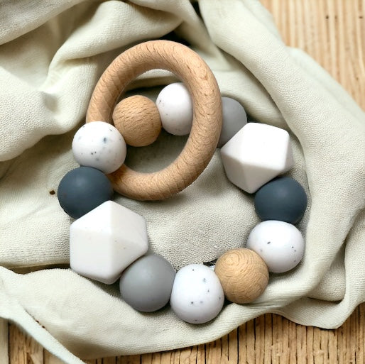 Beißring | Weiß/Grau