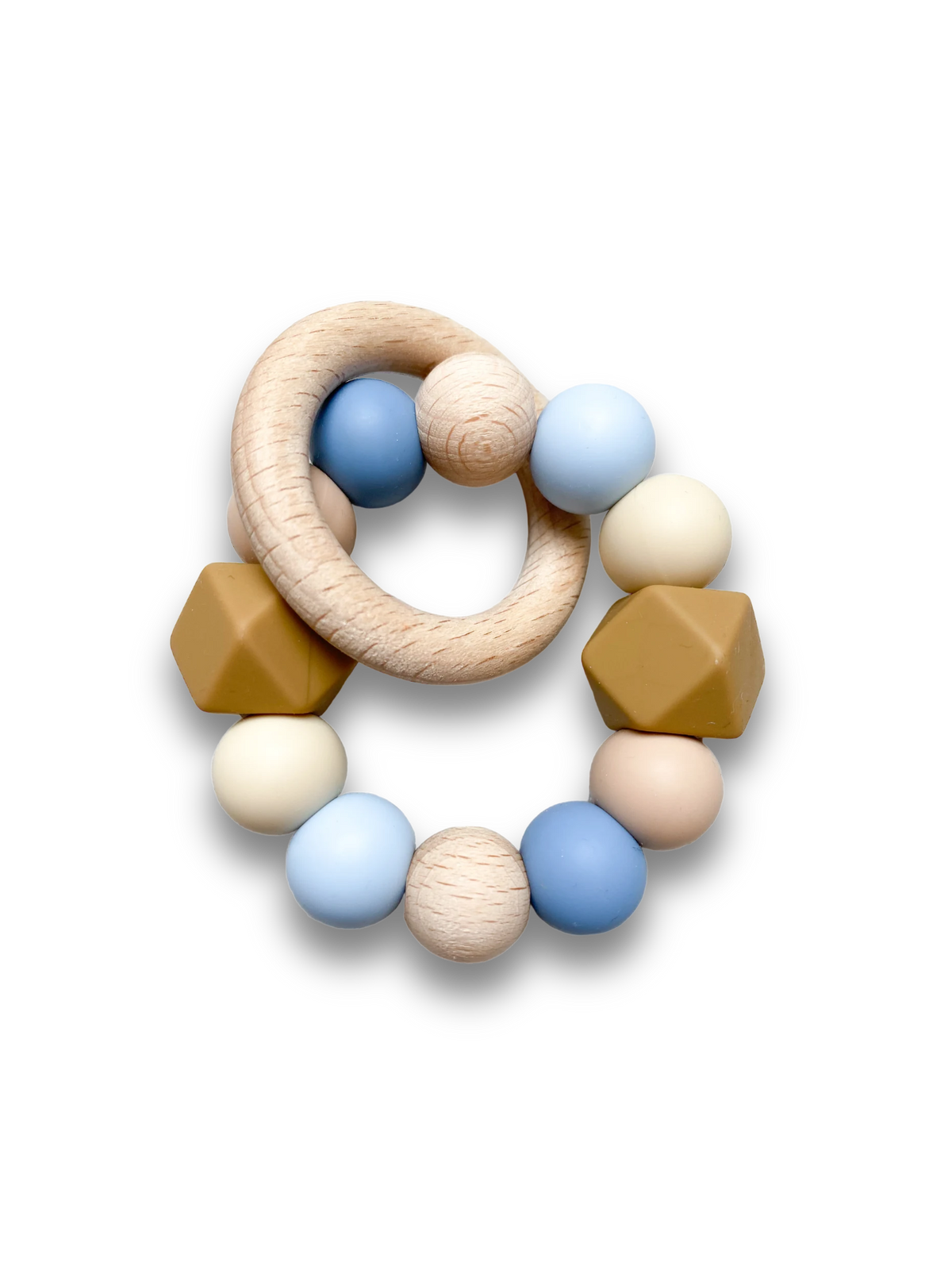 Beißring | Blau/Taupe