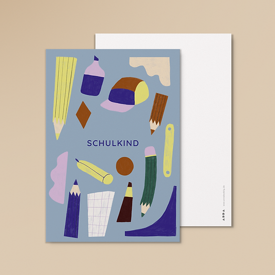 Postkarte | Schulkind Stifte