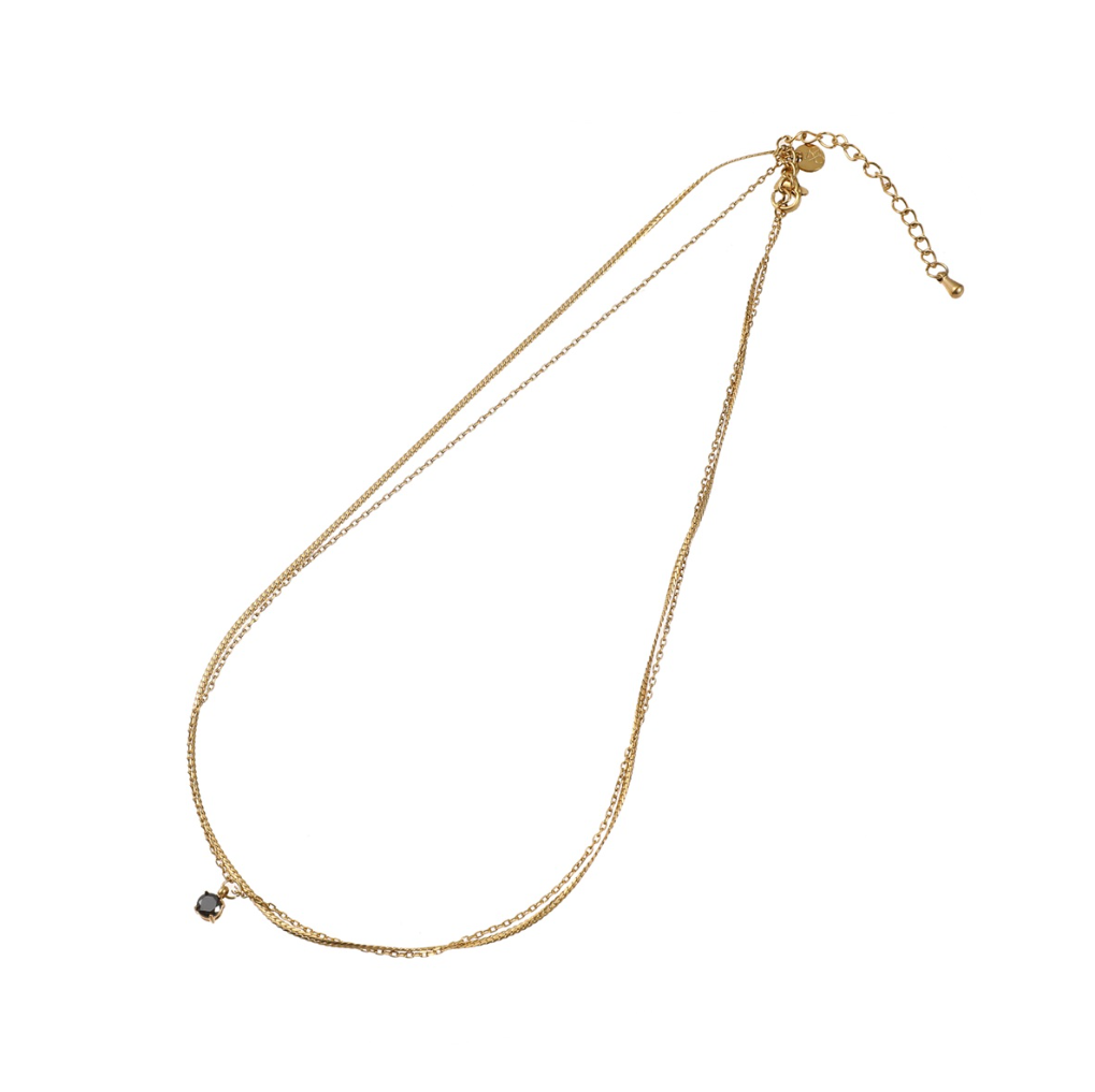Halskette | Double Necklace Schwarz Gold