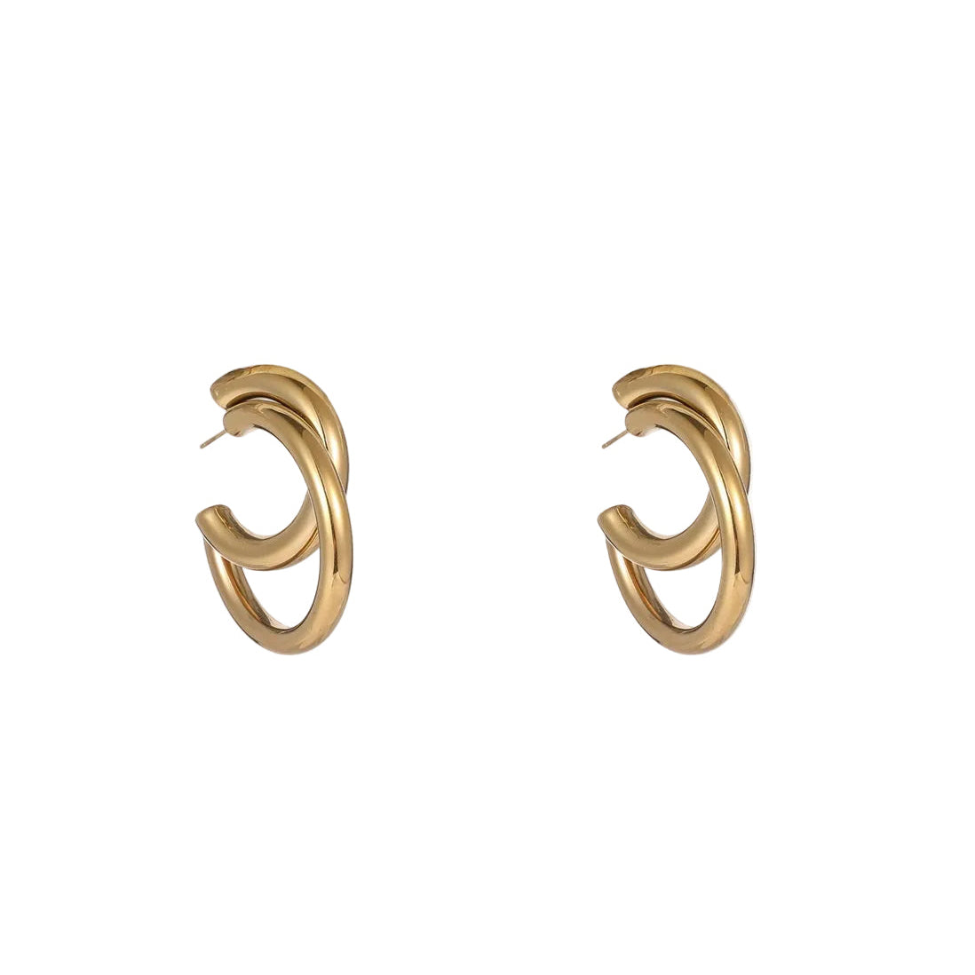 Ohrringe | Double Hollow Hoop Gold