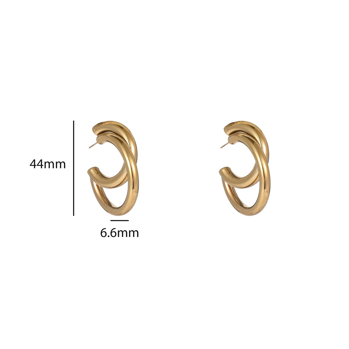 Ohrringe | Double Hollow Hoop Gold