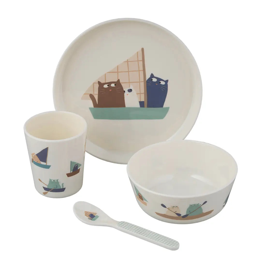 Kindergeschirr-Set | Segelnde Katzen