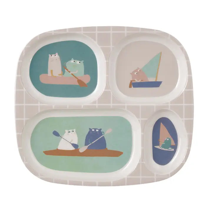 Unterteilter Kinderteller | Segelnde Katzen