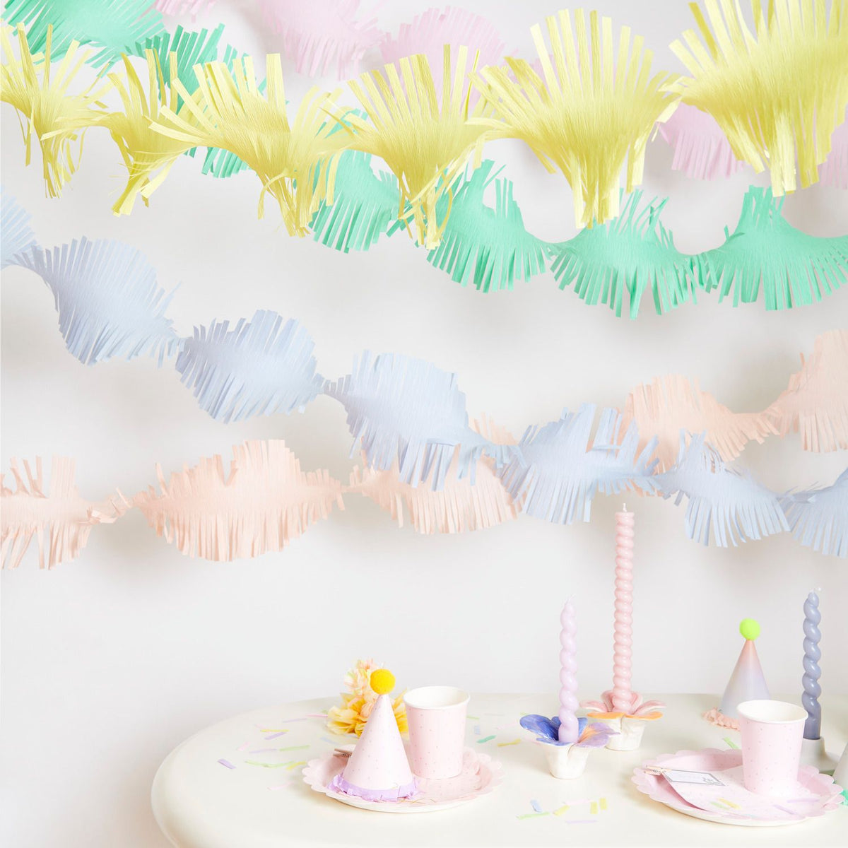 Girlande Krepp | Regenbogen Pastell