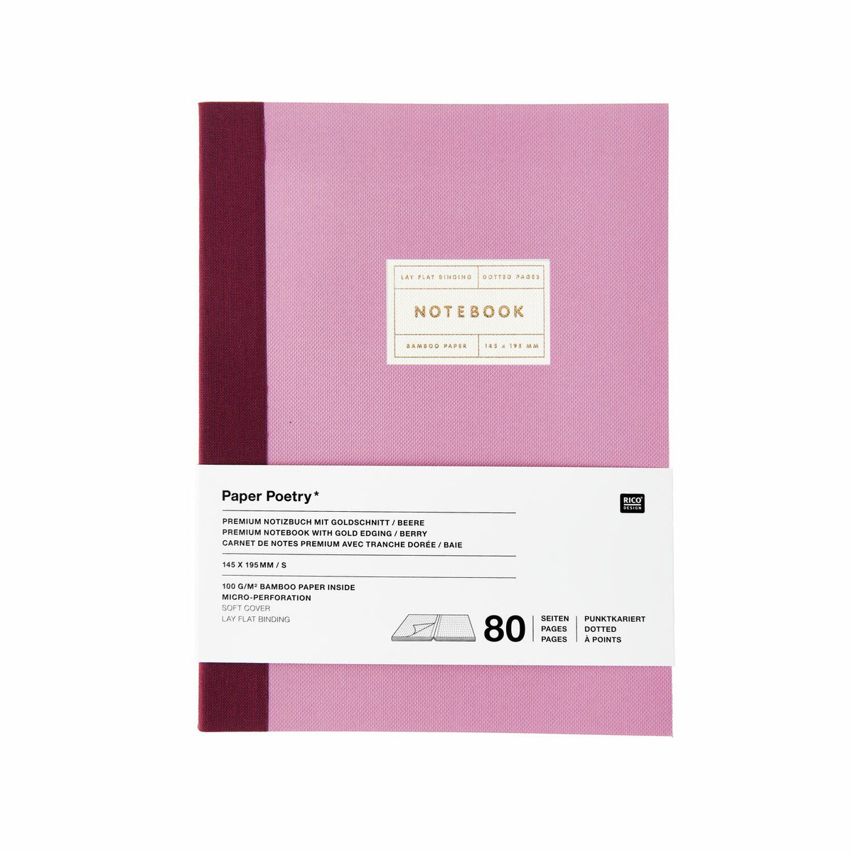 Notizbuch S Goldrand | Beere
