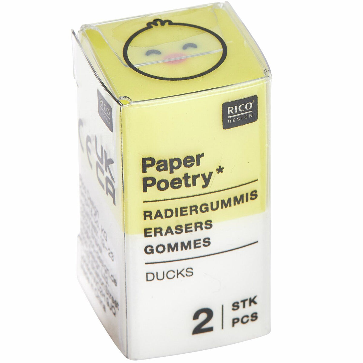 Paper Poetry Chingu Radiergummi-Set Weiß & Gelb in transparenter Verpackung, 2 Stück
