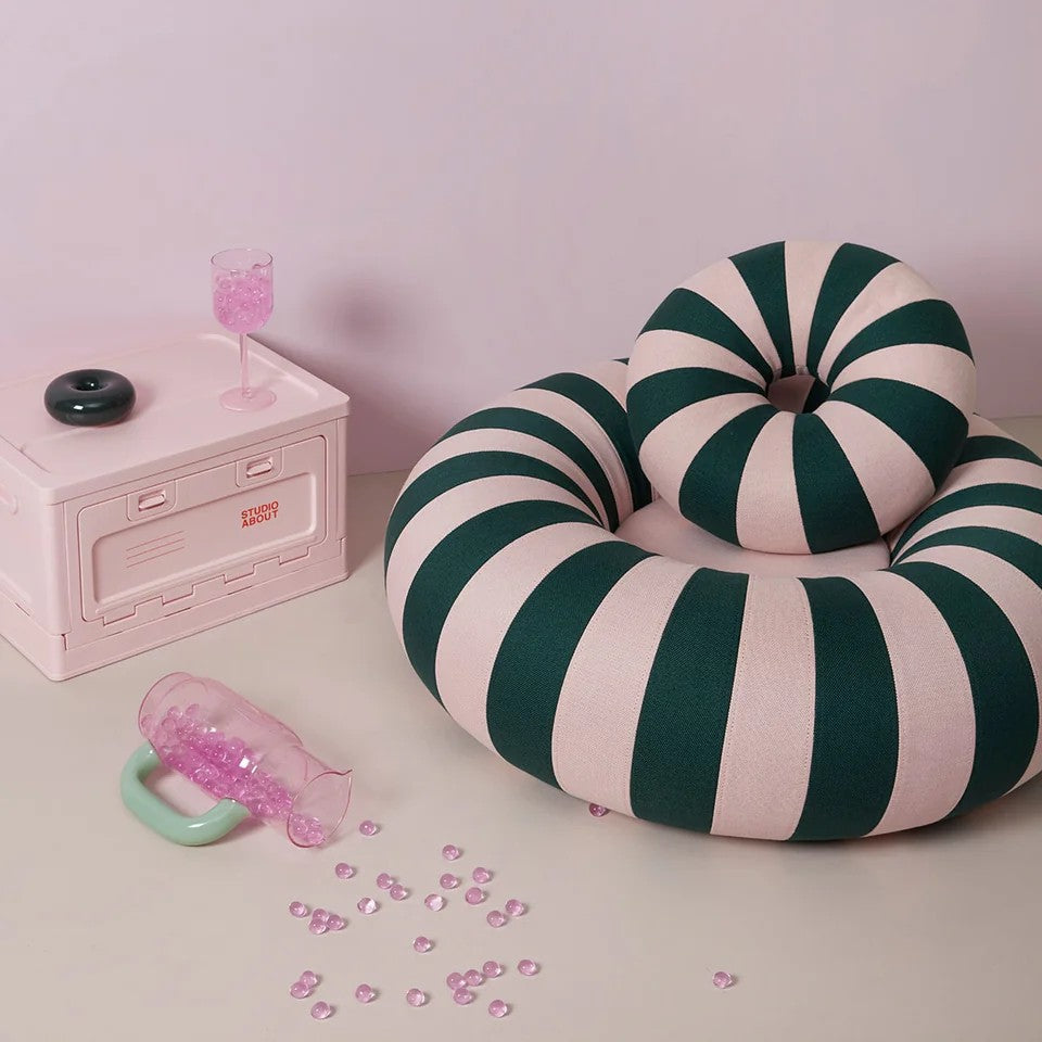 Pouf Float Klein | Dunkelgrün/Rosa