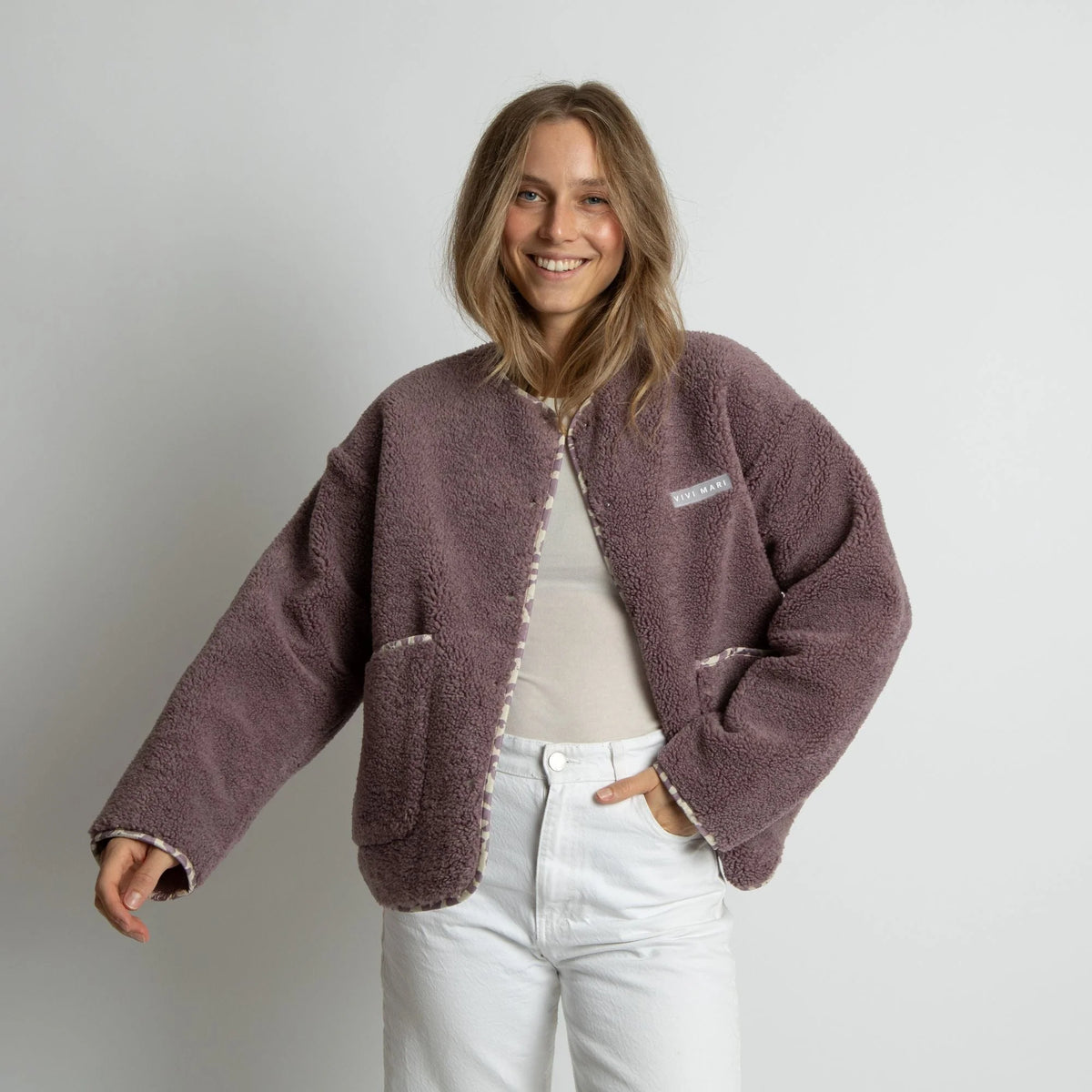 Teddy Fleece Jacke | Ash Plum