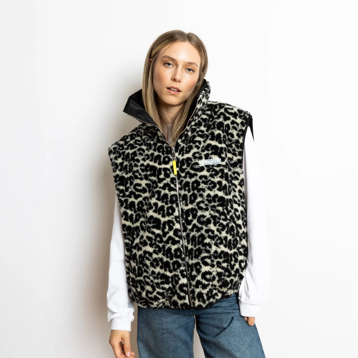 Reversible Bomber Weste | Black/Leo Black-Sand