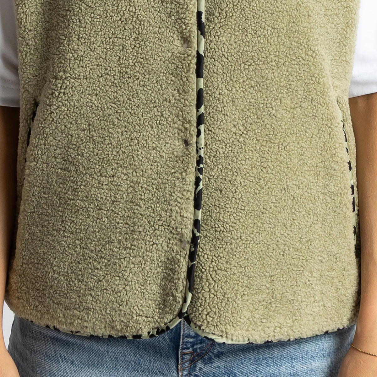 Teddy Fleece Weste | Pale Olive