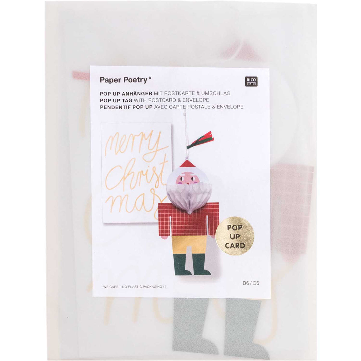 Kartenset mit Pop-Up Anhänger | Weihnachtsmann