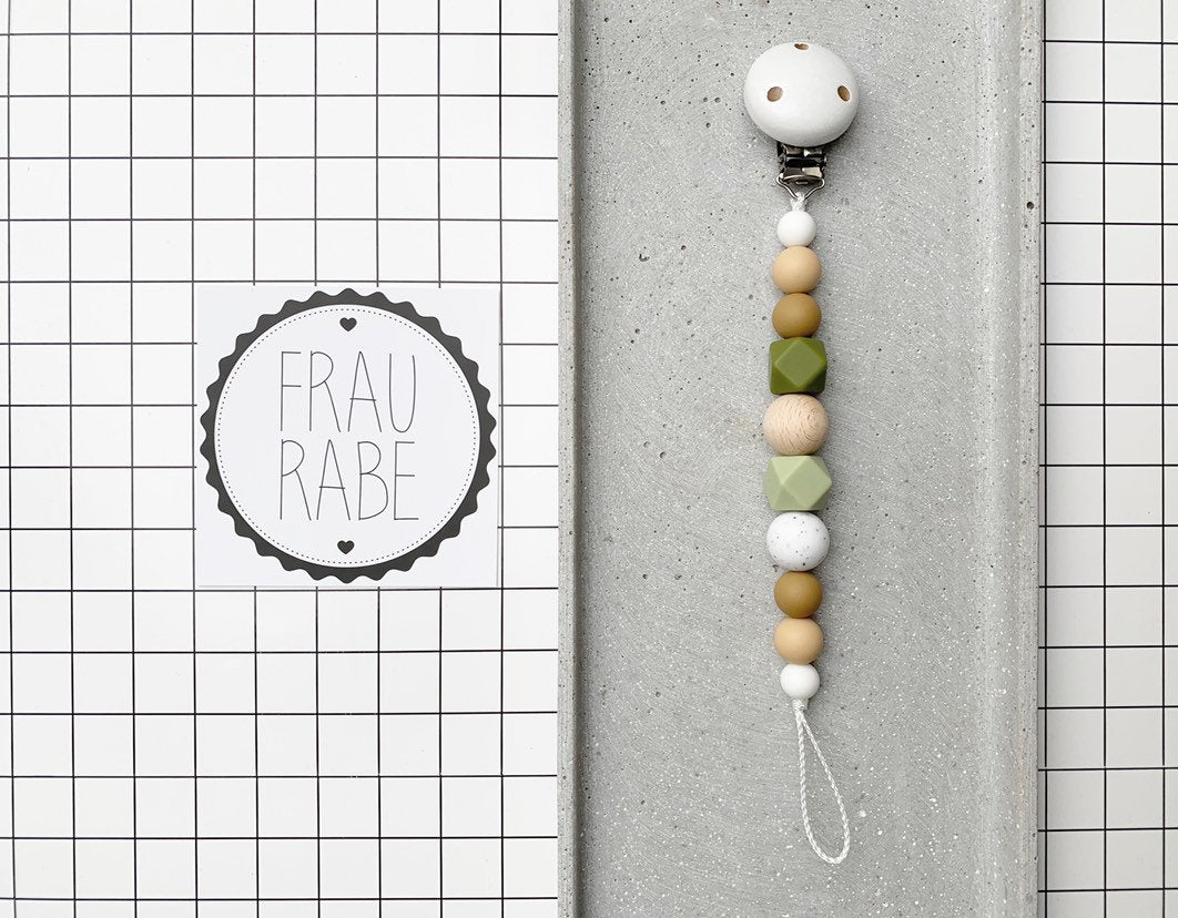 Schnullerkette | Olive/Lind