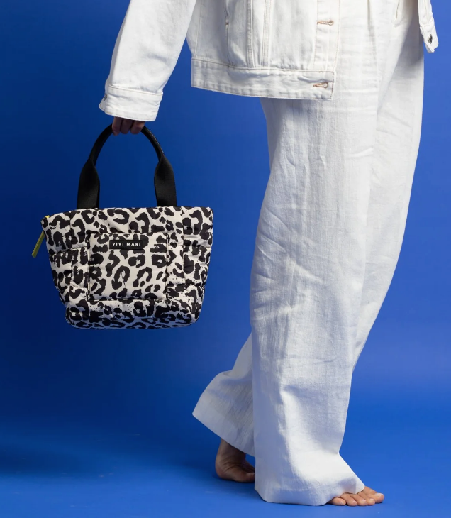 Padded Tote Bag Small | Leo Splashes Black/Sand