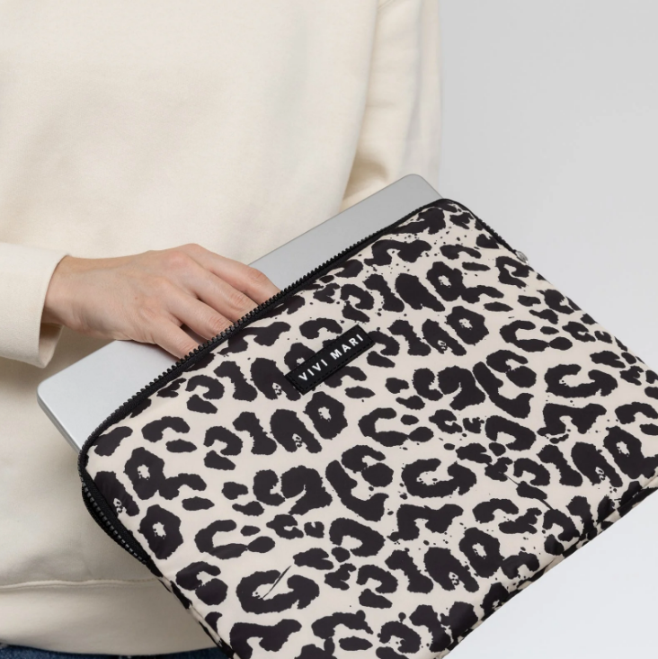 Padded Laptop Sleeve | Leo Splashes Black/Sand