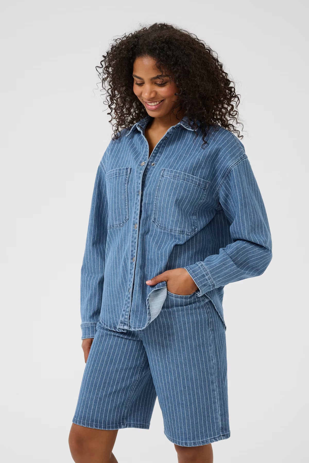 Denimhemd KAreece | Medium Blue Pinstripes