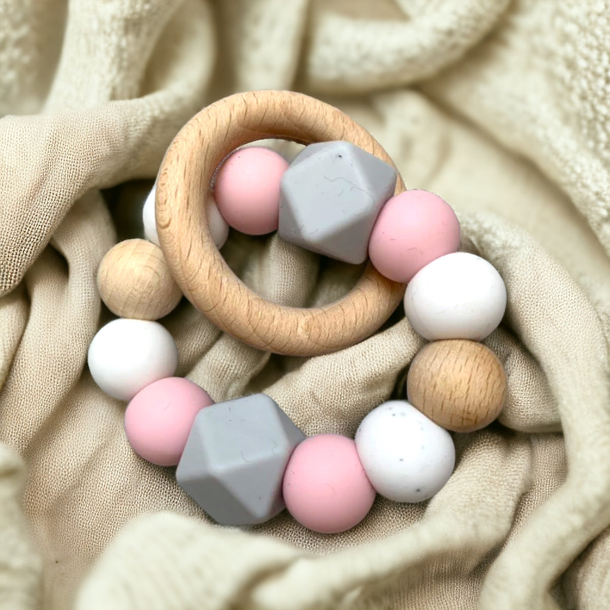 Beißring | Grau/Rosa