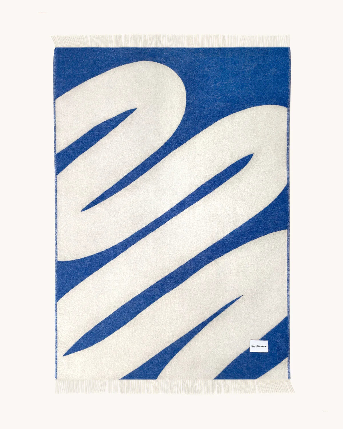 Wolldecke Swirl | cobalt blue/white