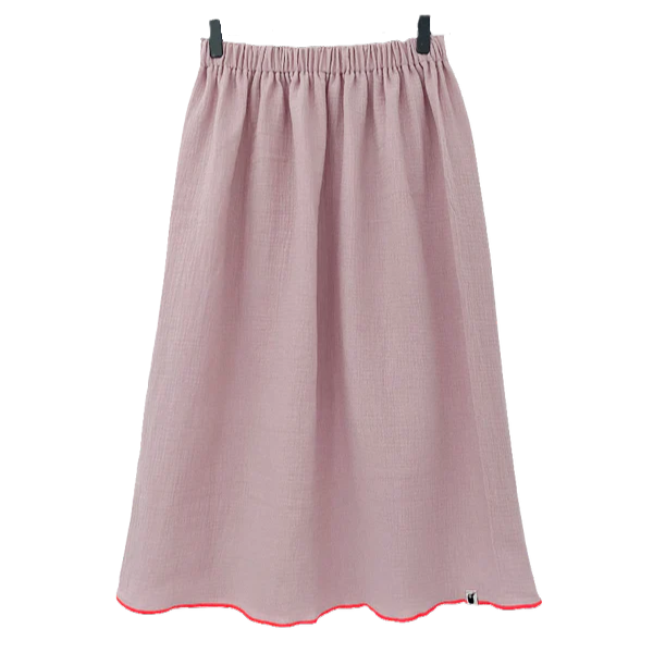 Damen Musselin Rock | Altrosa/Neonpink