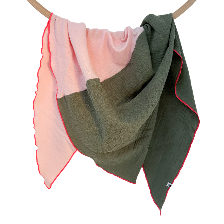 Musselintuch Kids | Khaki/Pastellrosa