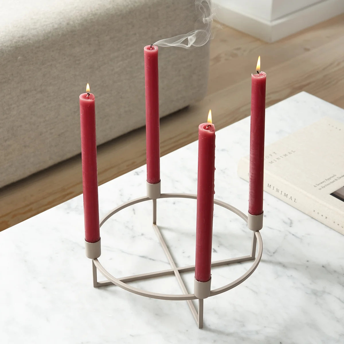 Kerzenständer 4Flames | Rund/Hellbeige