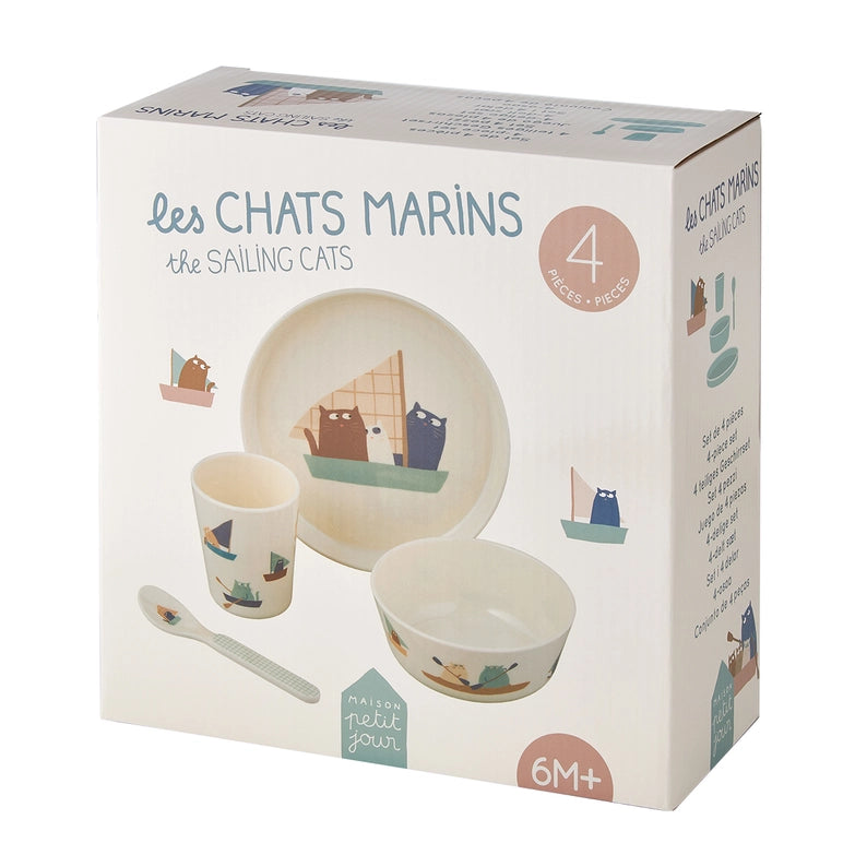 Kindergeschirr-Set | Segelnde Katzen
