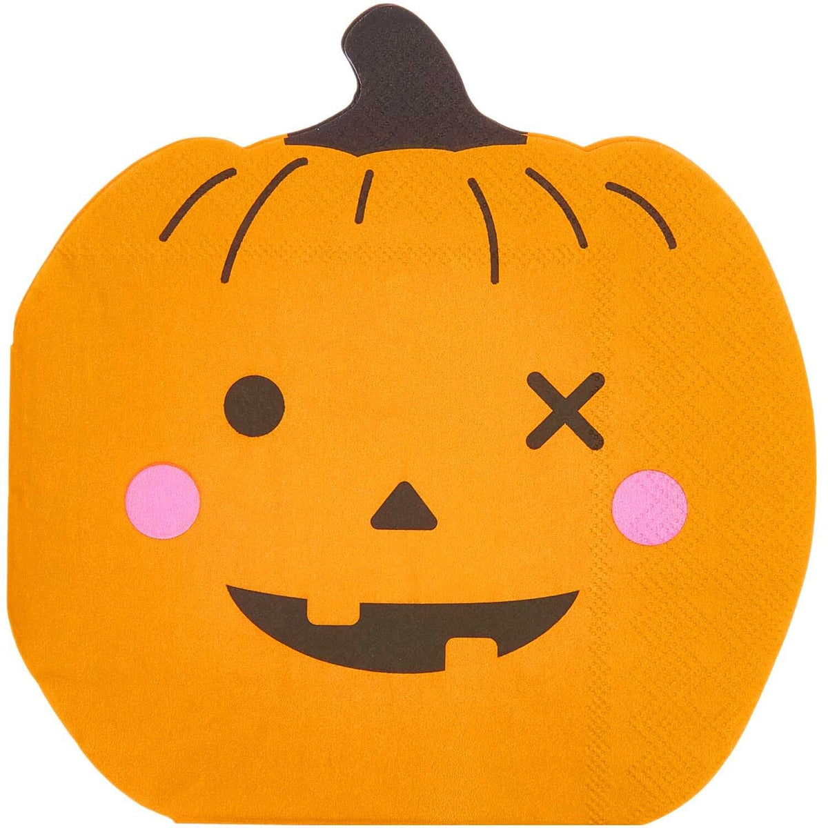 Orangefarbene Servietten in Kürbisform als dekorative Tischdeko für Halloween und Herbst.