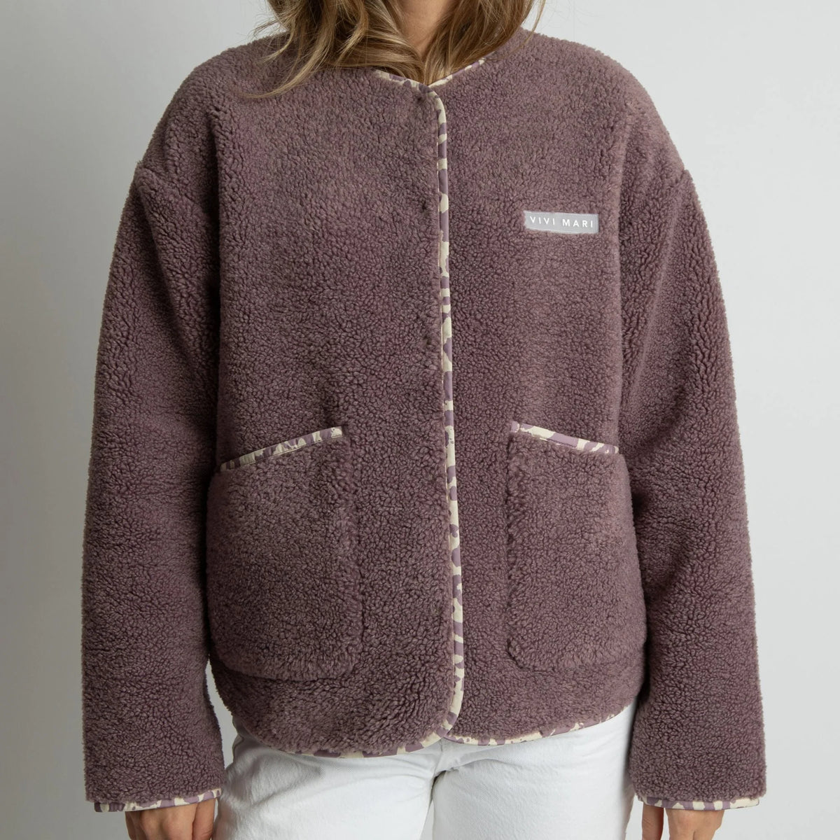 Teddy Fleece Jacke | Ash Plum