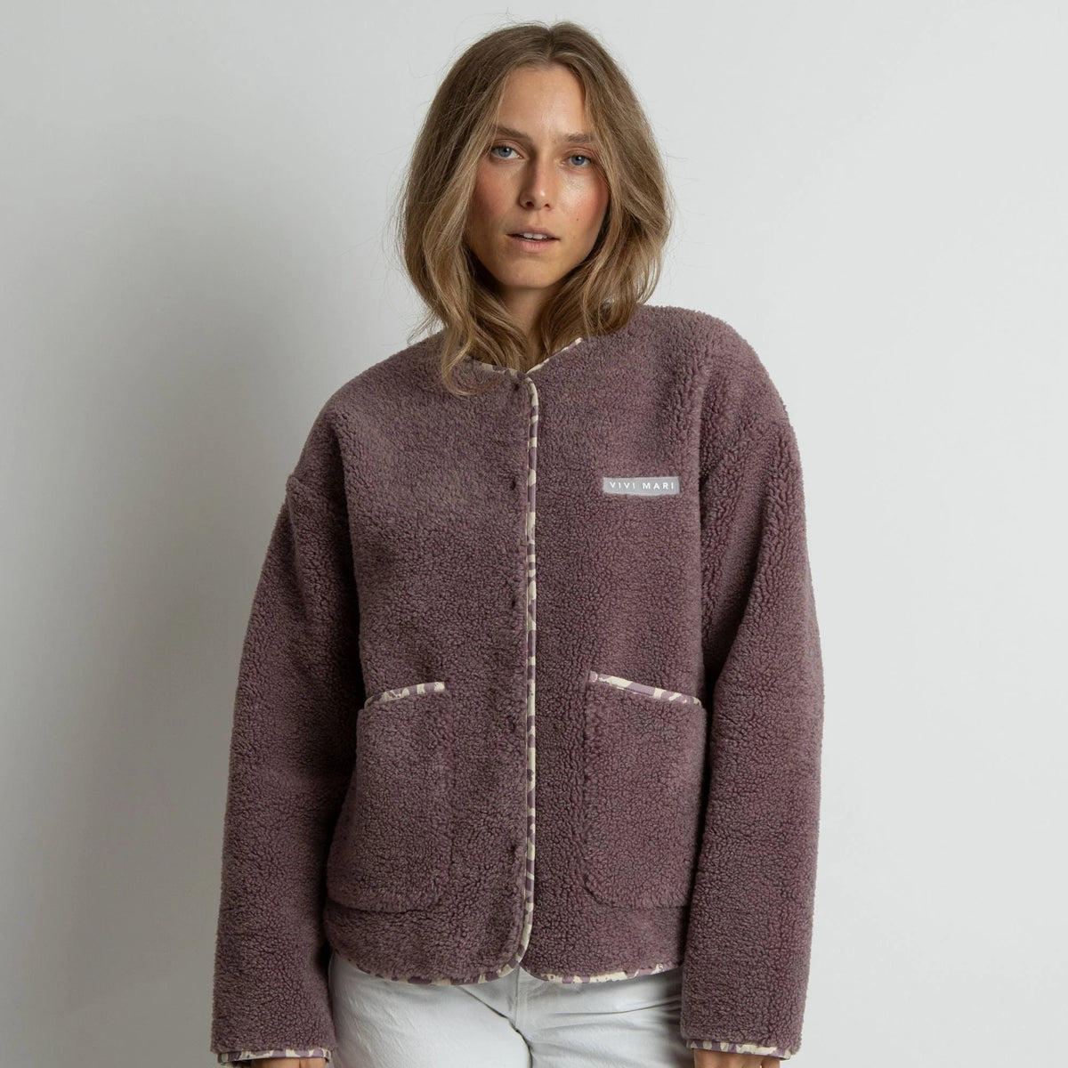 Teddy Fleece Jacke | Ash Plum