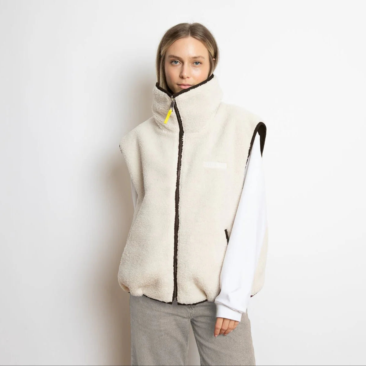 Reversible Bomber Weste | Chocolate/Sand
