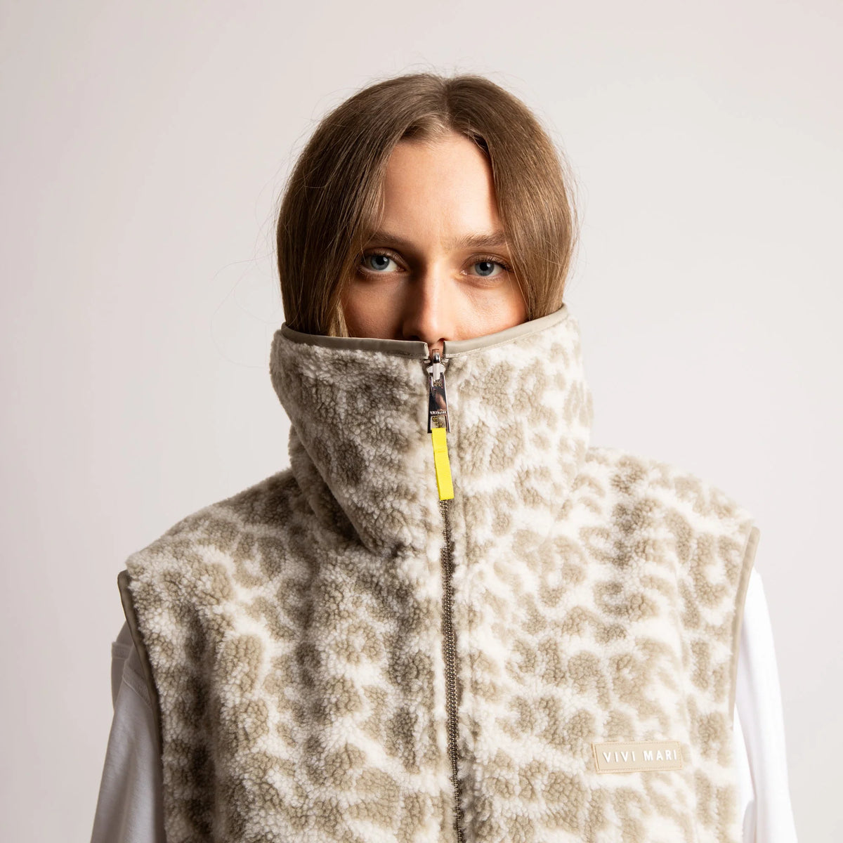 Reversible Bomber Weste | Stone/Leo Sand-Stone