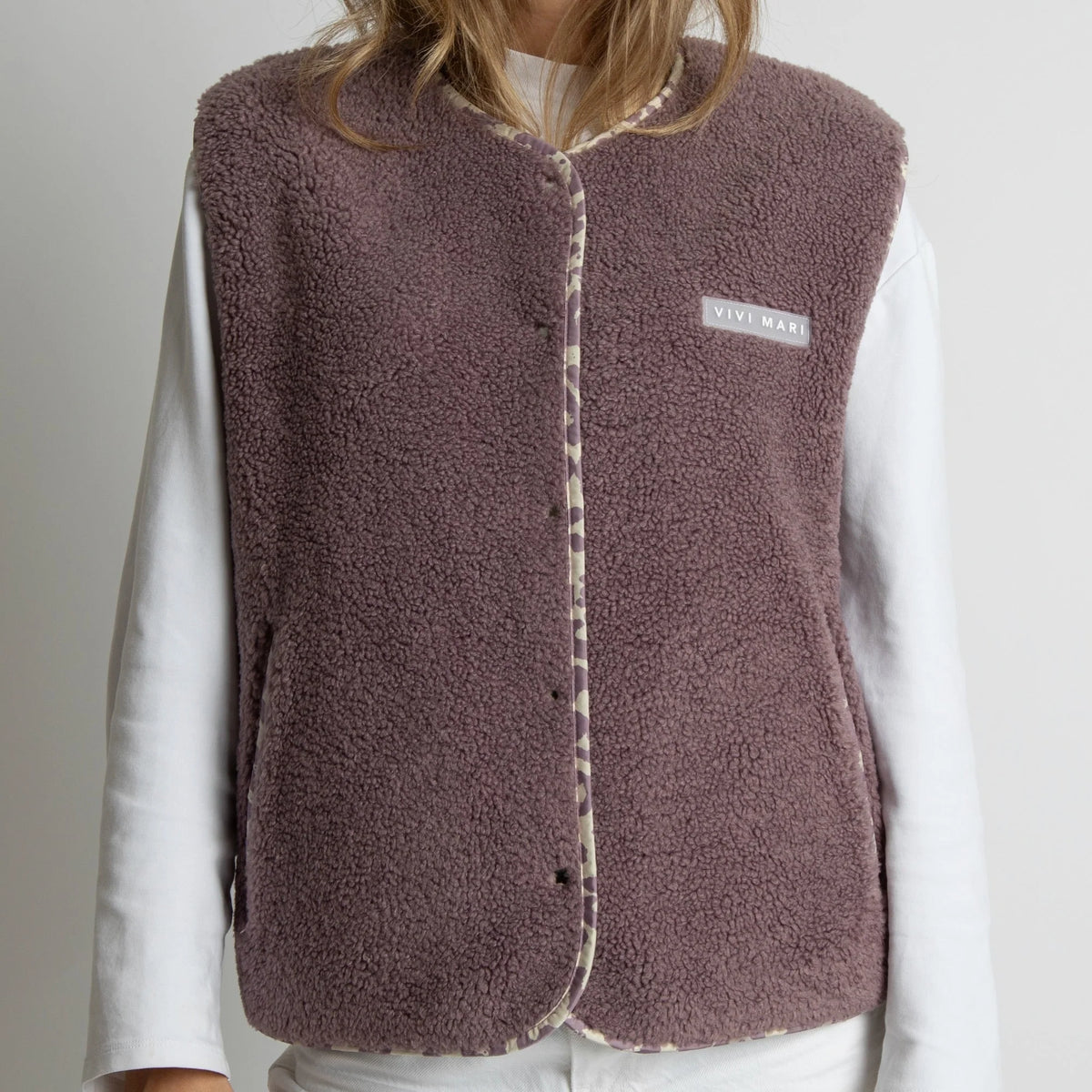 Teddy Fleece Weste | Ash Plum