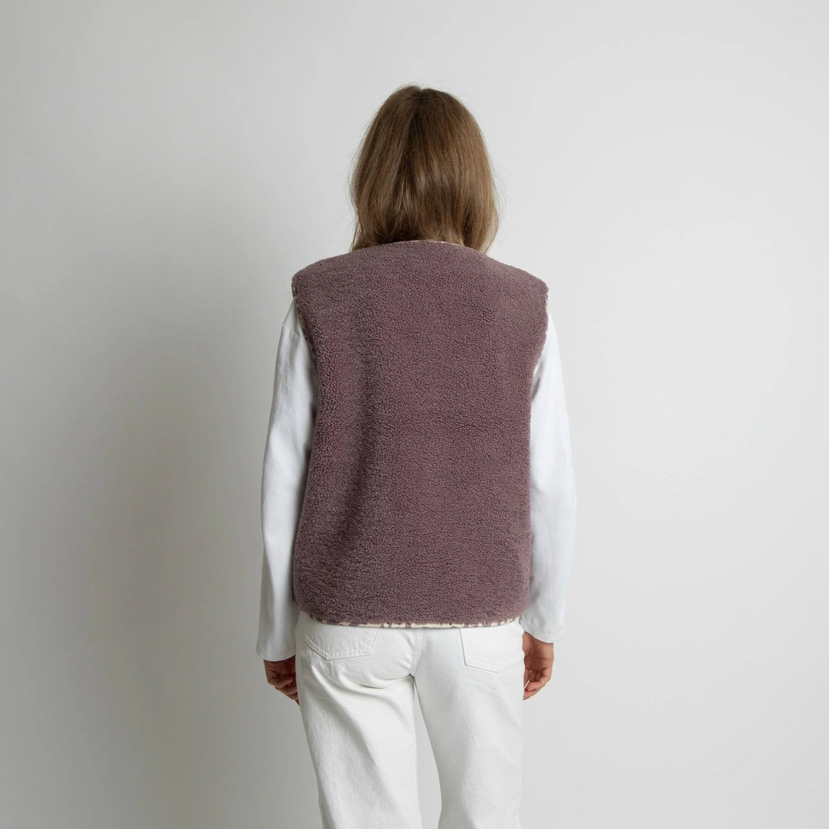Teddy Fleece Weste | Ash Plum