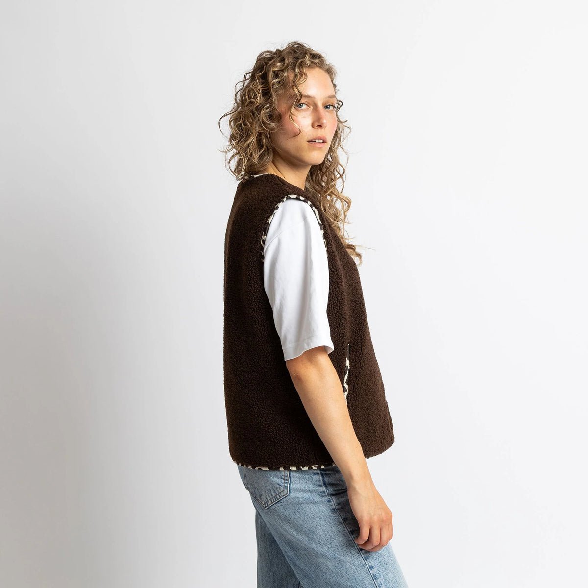 Teddy Fleece Weste | Chocolate