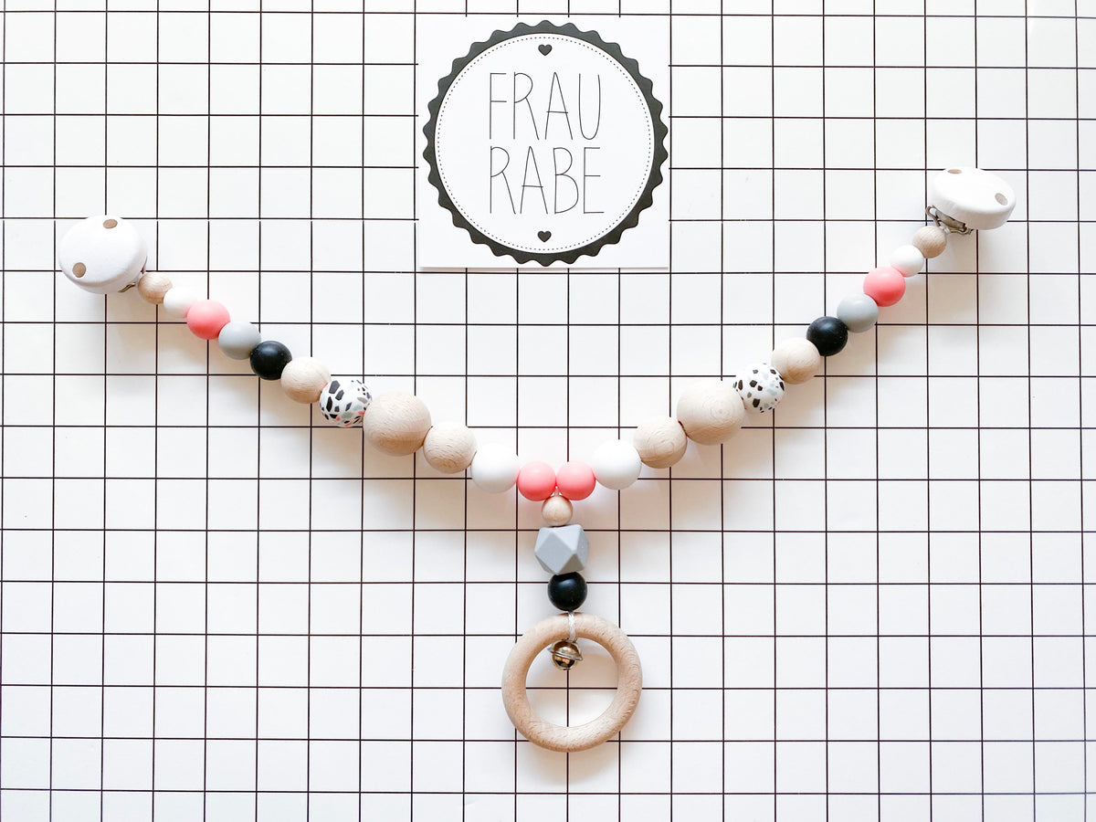 Kinderwagenkette - terrazzo grau/koralle