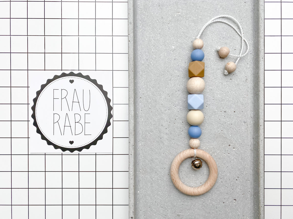 Babyschalen Anhänger | Blau/Taupe